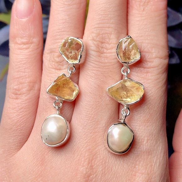 ‼️Clearance‼️Sterling silver citrine earring - Picture 1 of 3